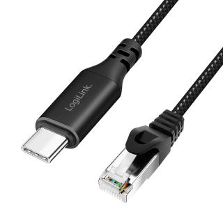 Kabel adapter LogiLink CU0412 Ethernet USB 3.2, C/M do RJ45/M, aktywny, 2 m