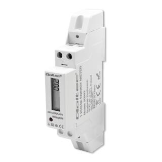 Miernik zużycia energii Qoltec na szynę DIN | Jednofazowy elektroniczny licznik | 230V | 30A | LCD | 1P