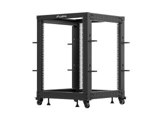 Stojak open rack Lanberg 19" 15U 600x600-1100 regulowany czarny