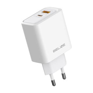 Ładowarka sieciowa Beline 45W 1xUSB-C + 1xUSB GaN PD 3.0 QC 3.0 bez kabla - biała