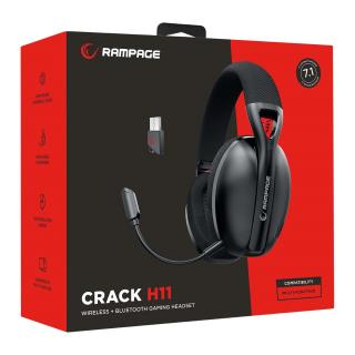 Słuchawki z mikrofonem Rampage CRACK H11 bezprzewodowe gamingowe 7.1 czarne