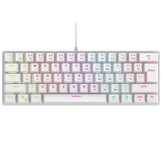 Klawiatura przewodowa Rampage PLOWERK60 gamingowa mechaniczna Blue Switch Rainbow LED biała