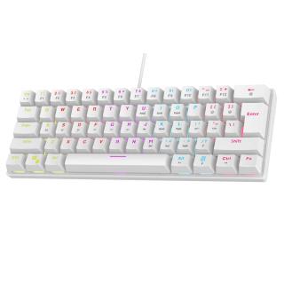 Klawiatura przewodowa Rampage PLOWERK60 gamingowa mechaniczna Blue Switch Rainbow LED biała