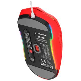 Mysz przewodowa Rampage BLINK-RED gamingowa, USB, 12800 DPI, RGB, sensor optyczny, czerwona