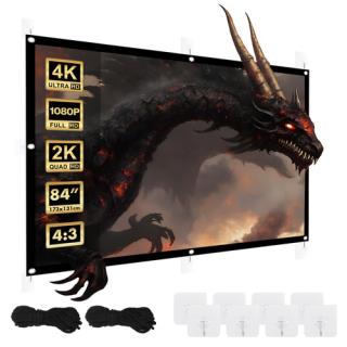 Ekran projekcyjny Maclean MC-166, 84", 175x131cm, obramowanie 25mm 4:3, haczyki do naciągu