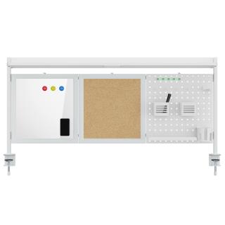 Przegroda biurkowa / organizer Ergo Office, max. obciążenie 10kg, biała i korkowa tablica, szerokość 1250mm, biała, ER-300 W