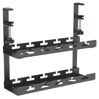 Organizer podbiurkowy na kable Maclean MC-104 B, max. obciążenie 5kg, 2 poziomy, czarny