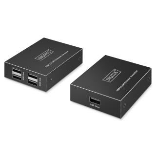 Przedłużacz/Extender DIGITUS USB 2.0 po skrętce kat.6 do 150m, 4x USB-A do 480Mbps, 1xRJ45 (Gigabit Ethernet) (zestaw)