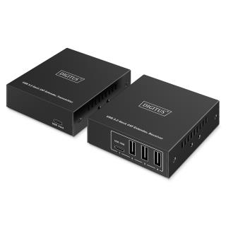 Przedłużacz/Extender DIGITUS USB 3.1 Gen1 po skrętce kat.6A do 100m, 3x USB-A, 1x USB-C do 5Gbps, 1xRJ45 (Gigabit Ethernet) (zestaw)