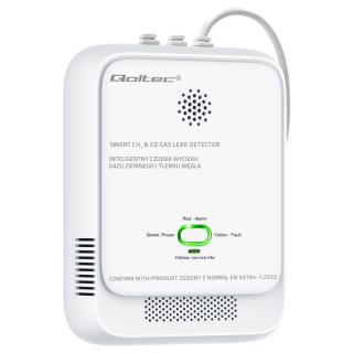 Czujnik wycieku gazu ziemnego i tlenku węgla Qoltec | alarm 85dB | LED