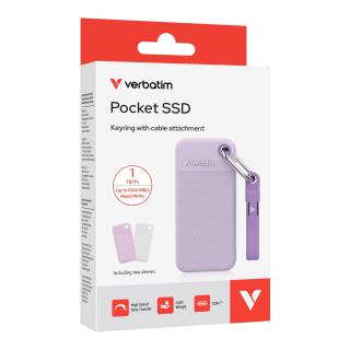 Dysk SSD zewnętrzny Verbatim Pocket 1TB USB-C 3.2 Gen 2 fioletowy