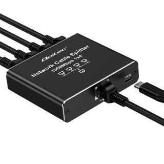 Switch niezarządzalny Qoltec mini rozdzielacz splitter 1x4 port RJ45 | 1000Mb/s | USB-C | Aluminium