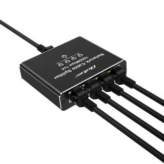 Switch niezarządzalny Qoltec mini rozdzielacz splitter 1x4 port RJ45 | 1000Mb/s | USB-C | Aluminium