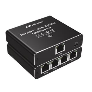 Switch niezarządzalny Qoltec mini rozdzielacz splitter 1x4 port RJ45 | 1000Mb/s | USB-C | Aluminium