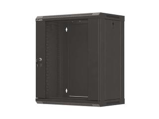 Szafa instalacyjna Rack wisząca 19" 12U 540x350 czarna Drzwi przeszklone Lanberg (flat pack)