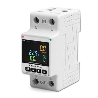 Miernik zużycia energii Qoltec Jednofazowy | DIN35 | Historia pomiaru | Wi-Fi | TUYA