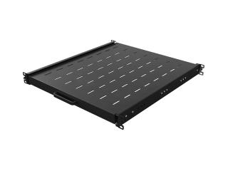 Półka wysuwana do szaf Rack 19" Lanberg czarna 1U/445x500mm udźwig do 35kg, montaż 4 punktowy