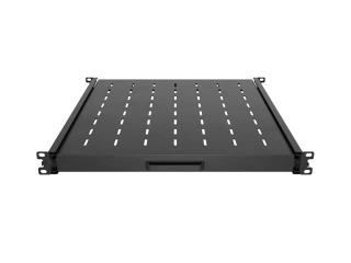 Półka wysuwana do szaf Rack 19" Lanberg czarna 1U/445x500mm udźwig do 35kg, montaż 4 punktowy