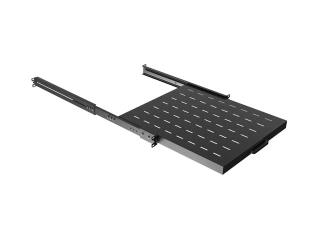 Półka wysuwana do szaf Rack 19" Lanberg czarna 1U/445x500mm udźwig do 35kg, montaż 4 punktowy