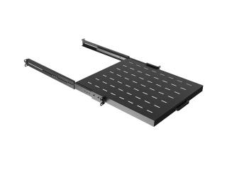 Półka wysuwana do szaf Rack 19" Lanberg czarna 1U/445x500mm udźwig do 35kg, montaż 4 punktowy