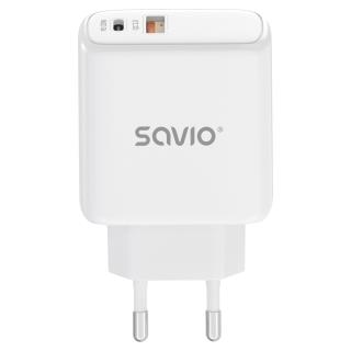 Ładowarka sieciowa SAVIO LA-12 20W Quick Charge, Power Delivery 3.0, Biała