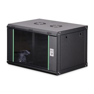 Szafa sieciowa wisząca jednosekcyjna DIGITUS Dynamic 19" 7U, 600x450, drzwi szyba, czarny, niezmontowana, 60kg