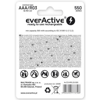 Akumulatorki AAA / R03 everActive Ni-MH 550 mAh ready to use - blister 4 sztuki