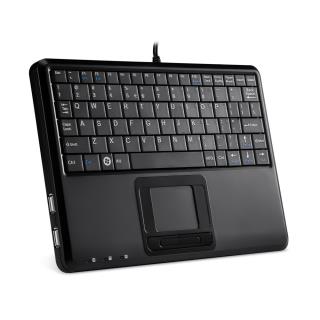 Klawiatura przewodowa Perixx PERIBOARD-510 H, touchpad, 2x hub USB, czarna