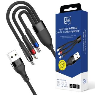 Kabel USB 3mk Hyper Cable N-SERIES 3-in-1 A to C/Micro/Lightning 18W 9V/2A 1,2m