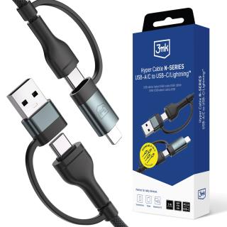 Kabel USB 3mk Hyper Cable N-SERIES USB-A/C to USB-C/Lightning 60W 20V/3A 1,2m