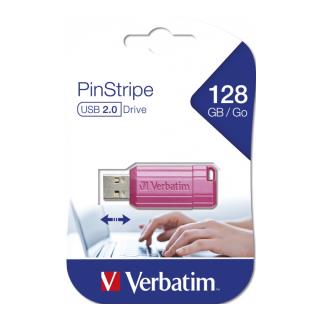 Pendrive Verbatim PinStripe USB Drive 128GB USB 2.0 Gorący Różowy