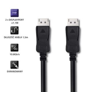 Kabel DisplayPort v1.1 Qoltec męski / DisplayPort v1.1 męski | 1080p | 1,5m
