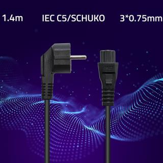 Kabel zasilający Qoltec IEC C5/SCHUKO | koniczynka | 3x0.75mm2 | 1.4m