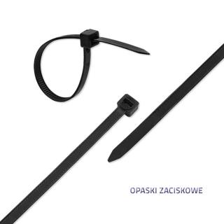 Opaska zaciskowa Qoltec | 7.2*350 | 50szt | nylon UV | Czarna
