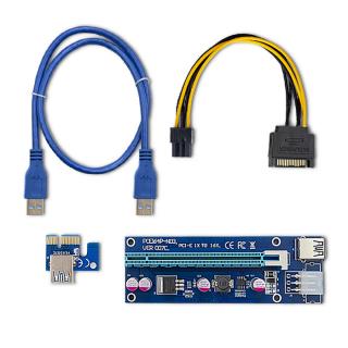 Karta rozszerzeń Riser Qoltec PCI-E 1x-16x | USB 3.0 | SATA/PCI-E 6pin