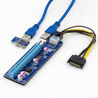 Karta rozszerzeń Riser Qoltec PCI-E 1x-16x | USB 3.0 | SATA/PCI-E 6pin