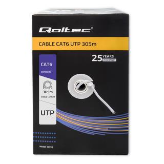 Kabel sieciowy Qoltec skrętka UTP | CAT6 | 305m | PCV szary