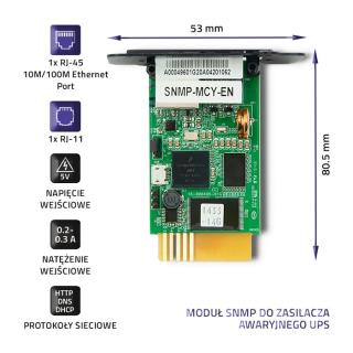 Moduł SNMP Qoltec do zasilacza awaryjnego UPS RJ-45, RJ-11