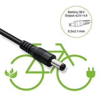 Ładowarka Qoltec do roweru skutera elektrycznego 36V | 42V | 4A | 5.5*2.1 +kabel zasilający
