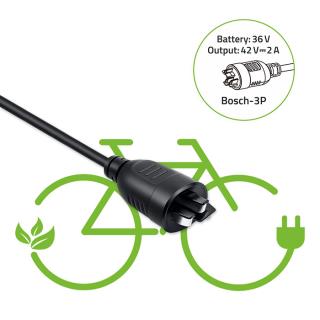 Ładowarka Qoltec do roweru elektrycznego 36V | 42V | 2A | wtyczka Bosch 3Pin +kabel zasilający