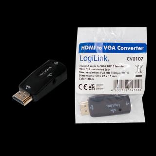 Konwerter HDMI LogiLink CV0107 HDMI (M) na VGA (F), audio 3,5mm jack