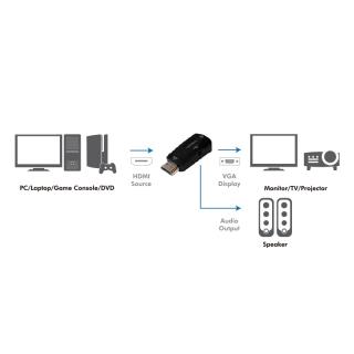 Konwerter HDMI LogiLink CV0107 HDMI (M) na VGA (F), audio 3,5mm jack