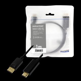 Kabel adapter LogiLink CV0126 DisplayPort 1.2 - HDMI 1.4, 1m