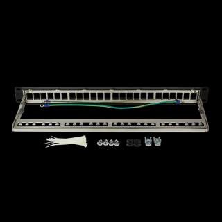 Patch panel 19" LogiLink NK4042 24 x keystone, 1U, ekranowany, czarny