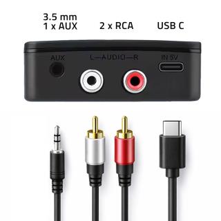 Transmiter Qoltec bezprzewodowy odbiornik Audio HiFi Home&Car | Bluetooth 6.0 | NFC | 2 X RCA | 1 x AUX MiniJack 3.5mm | Mikrofon