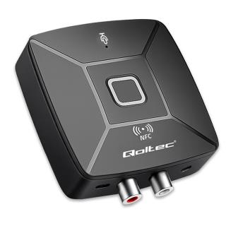 Transmiter Qoltec bezprzewodowy odbiornik Audio HiFi Home&Car | Bluetooth 6.0 | NFC | 2 X RCA | 1 x AUX MiniJack 3.5mm | Mikrofon
