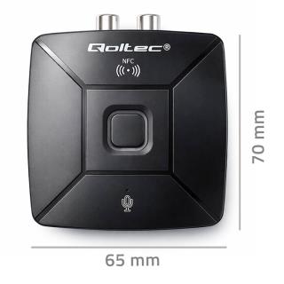 Transmiter Qoltec bezprzewodowy odbiornik Audio HiFi Home&Car | Bluetooth 6.0 | NFC | 2 X RCA | 1 x AUX MiniJack 3.5mm | Mikrofon