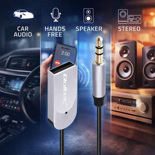 Adapter Qoltec bezprzewodowy odbiornik dźwięku Audio HiFu Home&Car | Bluetooth 6.0 | 2 x RCA | 1 x AUX MiniJack 3.5mm | USB | Mikrofon