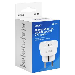 Adapter podróżny Savio AP-06 gniazdo globalne - wtyk EU
