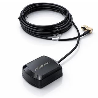 Antena GPS Qoltec GLONASS z podstawą magnetyczną | dookólna | 28dBi | SMA RA